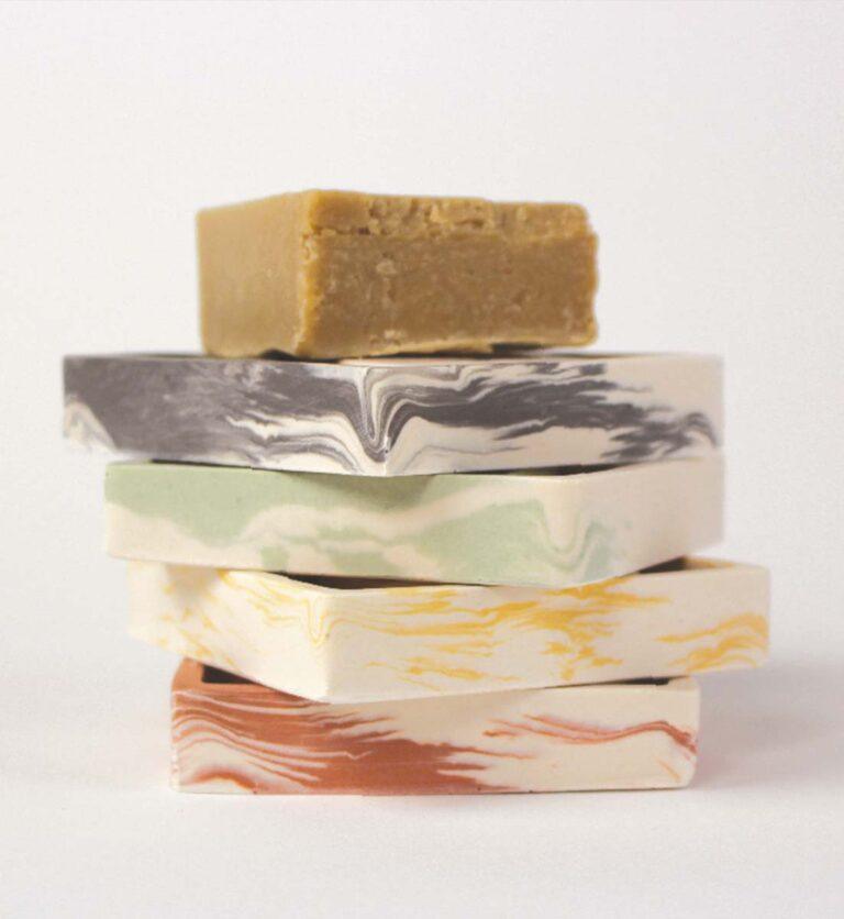 handgemachte Seifenschale aus Jesmonite