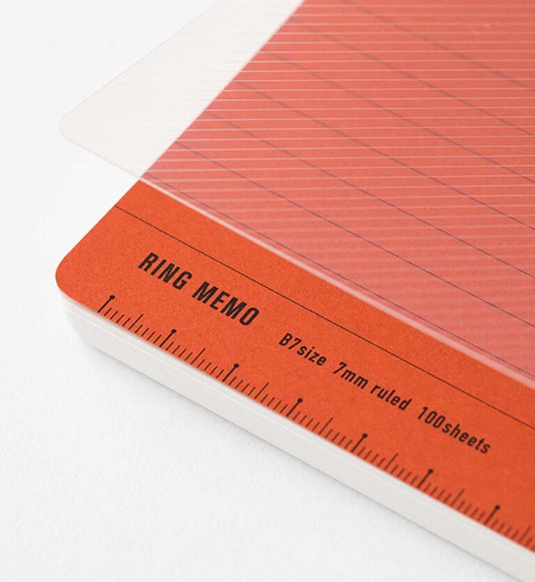 Minori Notizblock mit Spiralbindung liniert 7 mm, rot.